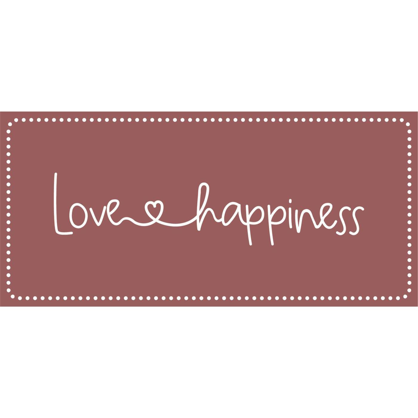 Letrero Metal: Love Happiness L: 15 cm