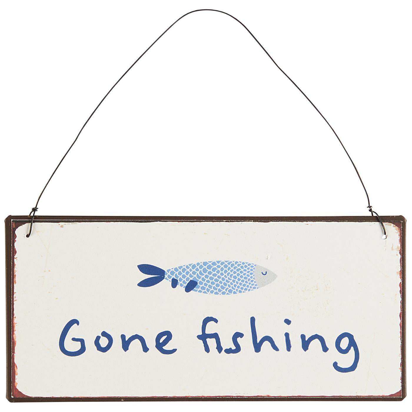 Letrero Metal: Gone Fishing L: 15 cm