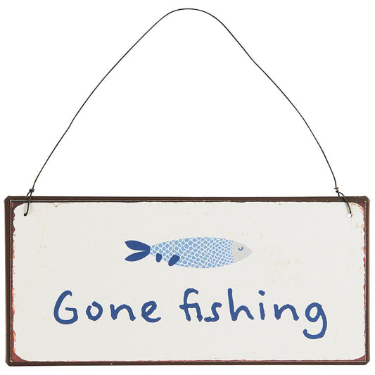 Letrero Metal: Gone Fishing L: 15 cm