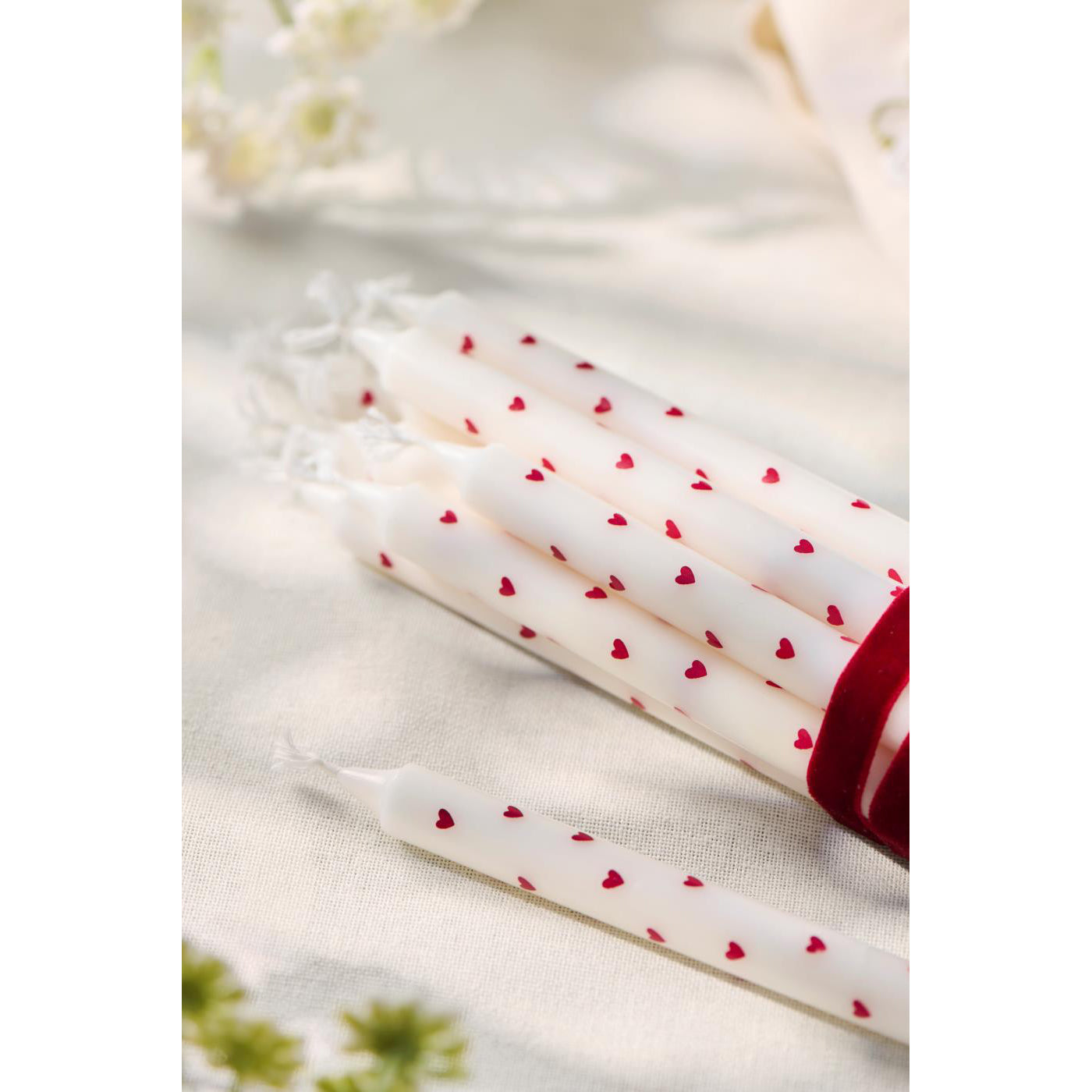 Vela Taper Diseño Corazones Rojos