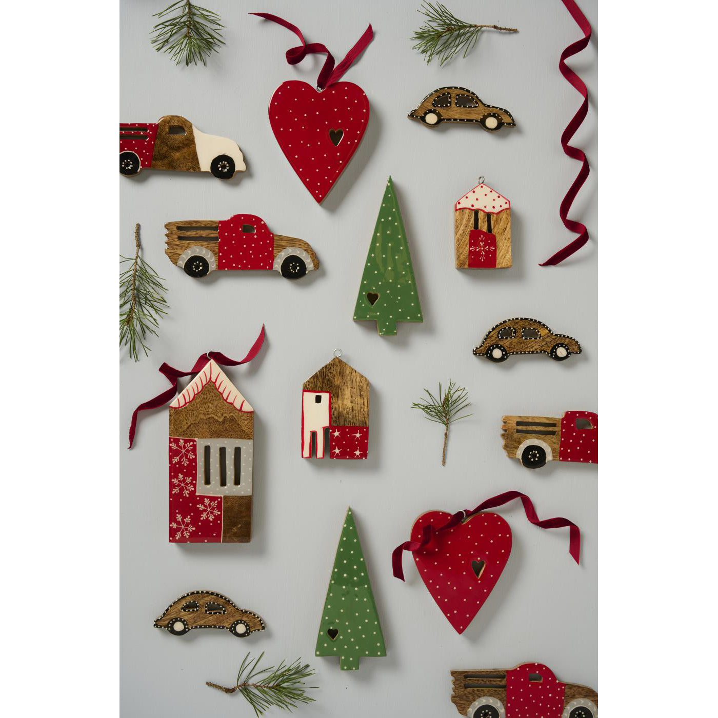 Casita Colgante Roja, Blanca, Gris