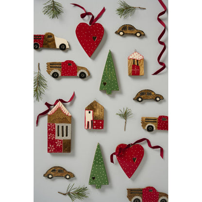 Casita Colgante Roja, Blanca, Gris