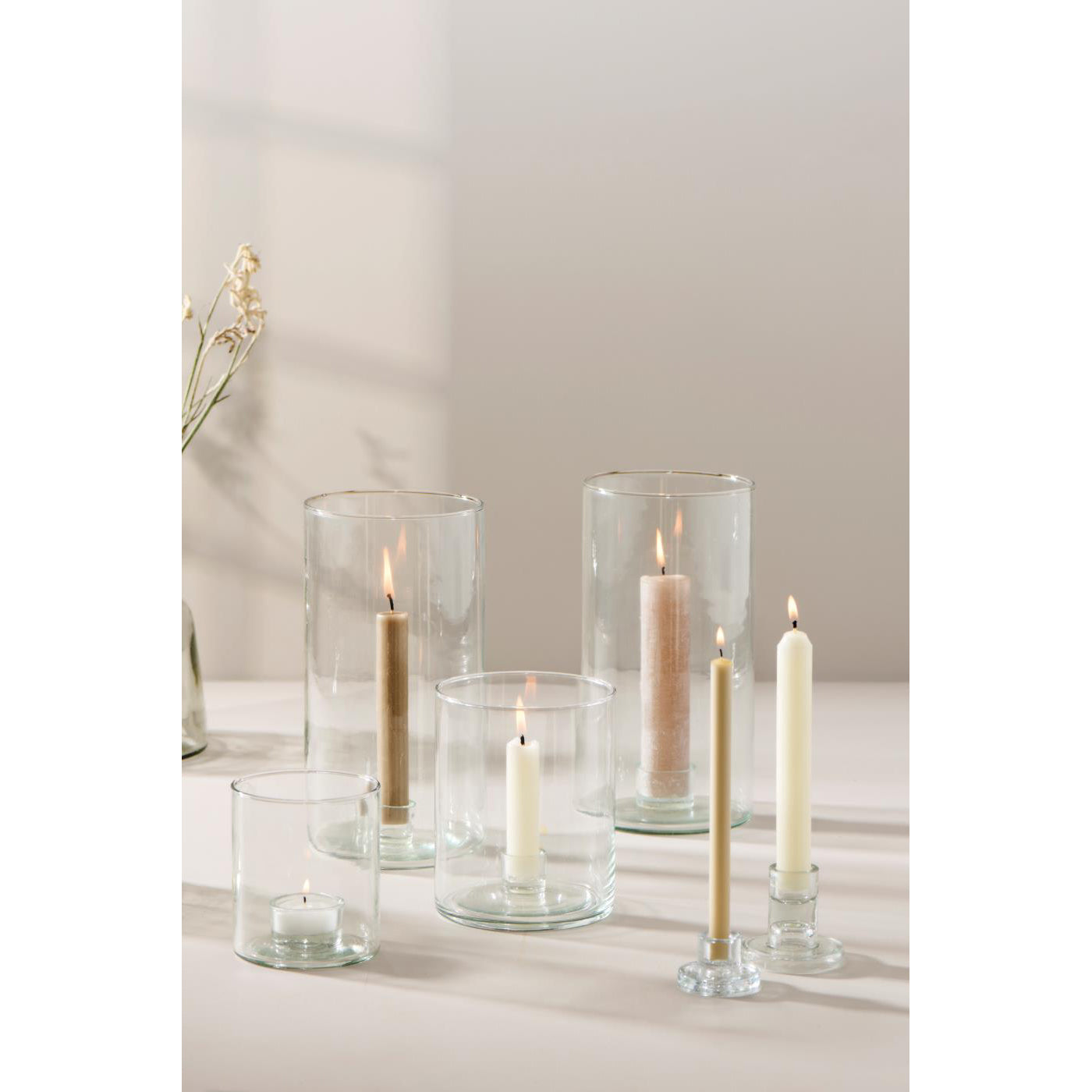 Portavela Vidrio para Vela Ø:3.8 cm H: 25 Ø: 13 cm