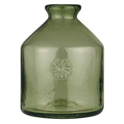 Florero/Jarro de vidrio con diseño soplado a mano. H: 16,5 Ø: 13 cm
