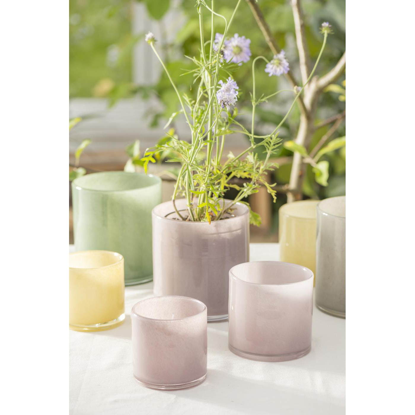 Florero / Pot Venecia Vidrio Rosado H: 16 cm