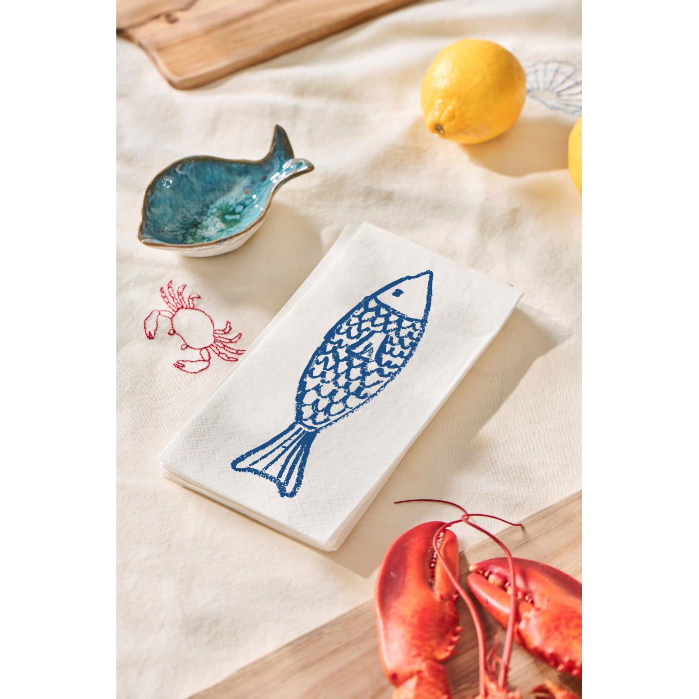 Servilletas Diseño Fish, 16 unidades de 10x20 cm