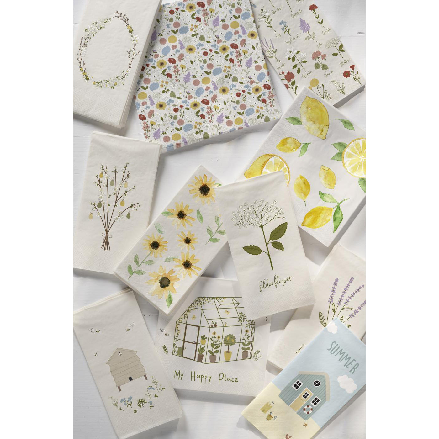 Servilletas Diseño de Flores, 16 unidades de 10x20 cm