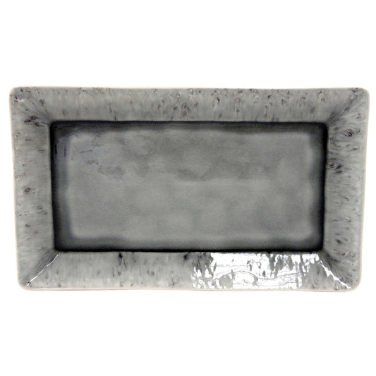 Plato Rectangular Madeira 40 cm Gris