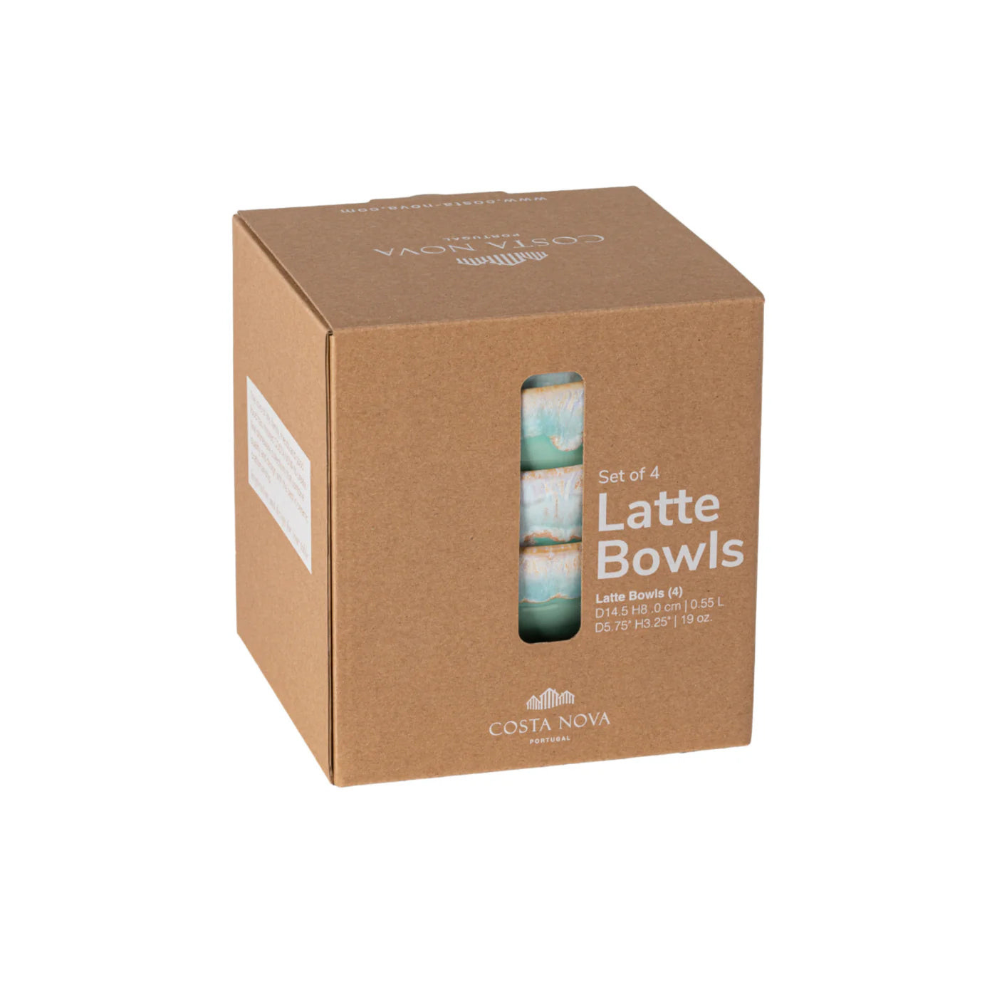 Set 4 Latte Bowls Aqua