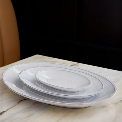 Plato Ovalado Friso 40 cm Blanco