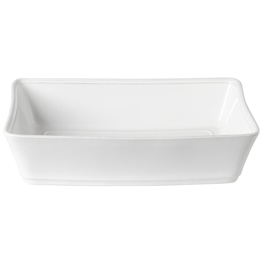 Fuente Rectangular Friso 35 cm Blanca