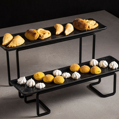 Pedestal Alto Rectangular Negro 28x9 cm H17 cm