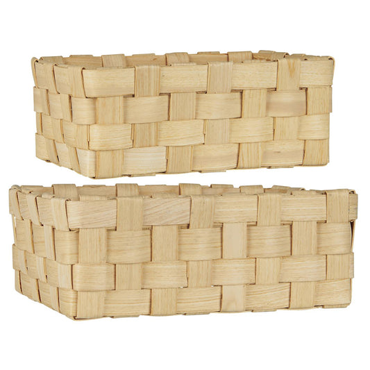 Set  de 2 cestas de madera color natural