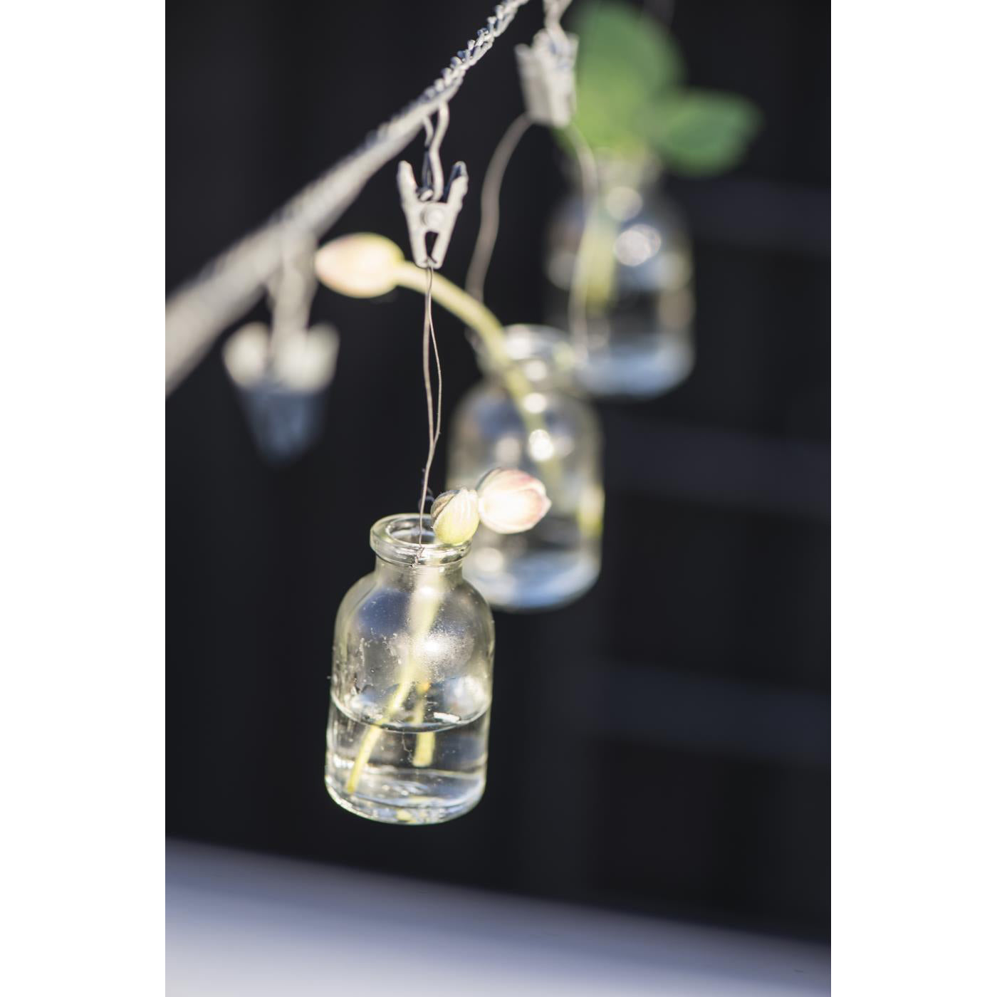 Botella de vidrio con cable mini para flores